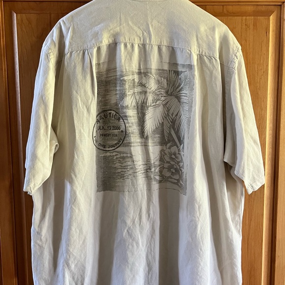 Nautica Men’s Linen Rayon Short Sleeve Collared Button Up Shirt. LIKE NEW XL/TG - Picture 7 of 8